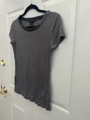 Banana Republic Classic Short Sleeve Crew Neck Top - Charcoal Gray thumbnail 5