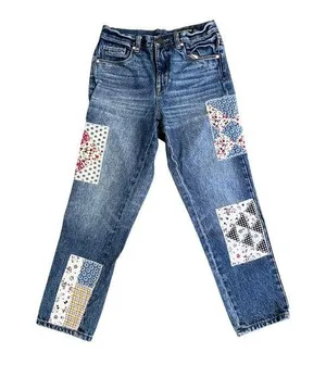 [BLANKNYC] Patchwork Jeans Distressed Denim Straight Leg Women's Size 27 thumbnail 1