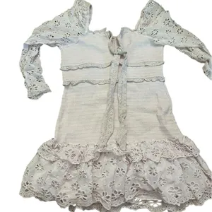 Elegant Lilac Lace Smocked Eyelet Lace Saylor Dress L thumbnail 9