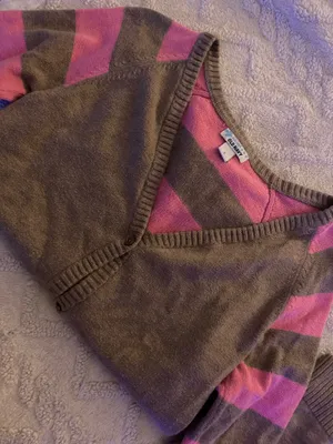 Striped Old Navy Pink and Tan Girls Sweater thumbnail 2