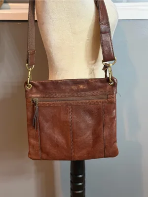 Fossil Sasha Brown Leather Crossbody Bag w Key Charm Vintage thumbnail 7