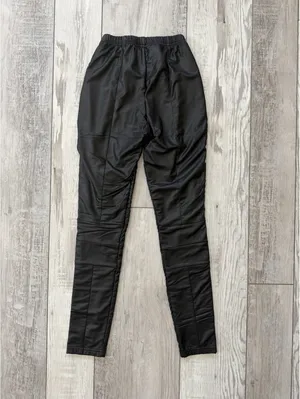 Revolve PLUSH Faux Leather Moto Grunge Scandi Minimal Fleece Lined Leggings xs thumbnail 5