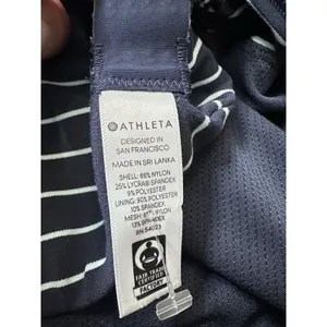 Athleta Blue & White Stripe High Neck Sports Bra Powervita Cutout Racerback XL thumbnail 8