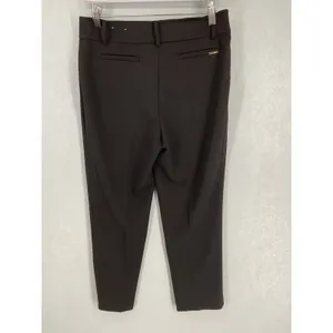 Anne Klein Womens Dress Pants Black Gold Logo Tapered Career Slacks 6 Petite thumbnail 3