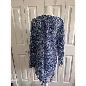 Roller Rabbit Longline Printed Tunic Top Blue/White Size Small thumbnail 4