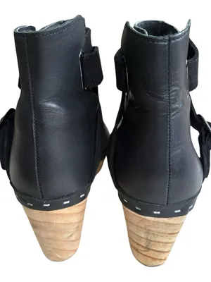 EUC Free People Leather Bungalow Clog Heeled Boots Black Size 9.5 thumbnail 8