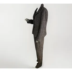 Vintage Carlisle Black White Marled tweed herringbone Pant Suit Wool Blend 12 thumbnail 4