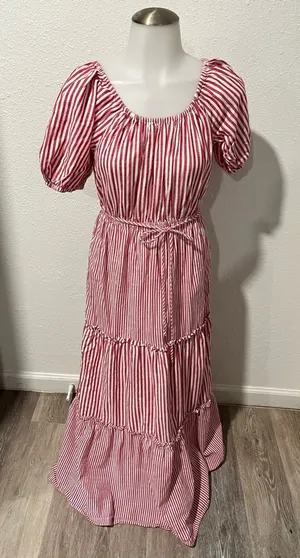 Draper James Red Striped Maxi Dress Size XS thumbnail 1