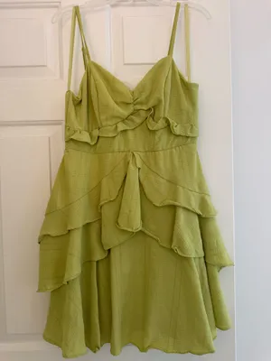 City Studios Chartreuse Green Ruffle Mini Dress thumbnail 2