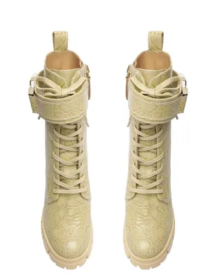 SCHUTZ Roslyn Croc-Embossed Heeled Boot in Light Beige thumbnail 5