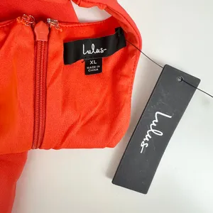Lulus Masterfully Mod Bright Orange Side Button Midi Dress Cutout XL NWT thumbnail 11