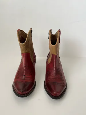 MIA Vintage Y2K Western Leather Cowboy Ankle Cowboy Boots Booties Size 6.5 Red thumbnail 3