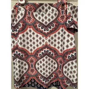Perseption Concept Top Red Cold Shoulder Blouse Wide Strap Square Neck M Size M thumbnail 3