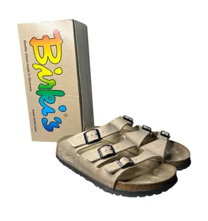 Birkenstock Birkis Tan Three Strap Slip On Florida Sandals Women’s 8 Men’s 6 thumbnail 1