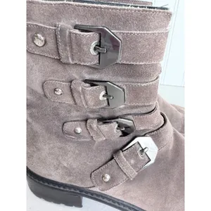Stuart Weitzman Taupe Suede Multi Buckle Moto Ankle Boots U274026 Womens 6.5 M‎ thumbnail 5