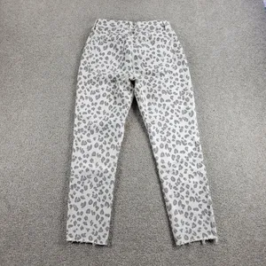 Abercrombie & Fitch Womens Mom Jeans 2 White Gray Leopard Raw Hem Slim Fit Denim thumbnail 2
