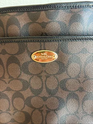 Coach Signature File Crossbody Bag Brown big C logo thumbnail 3