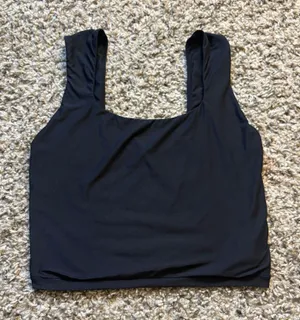 Aerie Smoothez Black Seamless Cropped Tank Top in Black Size Women’s Medium thumbnail 1