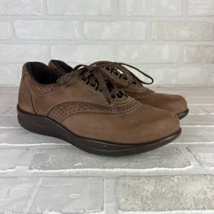 SAS Walk Easy Sneaker Shoes Womens 7.5 N Chocolate Brown Leather Comfort Lace Up thumbnail 2