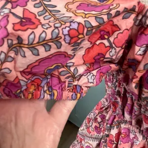 Olivaceous Floral Dress Size Large Feminine Pink Milkmaid Romantic Whimsical thumbnail 2