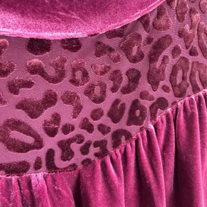 JODIFL Burgundy Velvet Burnout Leopard Long‎ Sleeve Blouse Size L thumbnail 3