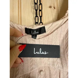 NWT Lulus Coveted Sweetness Blush Pointelle Knit Long Sleeve Mini Dress Size L thumbnail 5