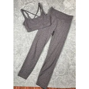 Vuori Womens Small Long Legging and Yosemite Bra Matching Set Chia Stucco Print thumbnail 3