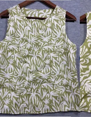 Rachel Zoe Womens Tank Top S Green White Linen Sleeveless‎ Reversible thumbnail 1