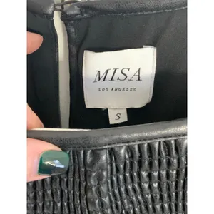 Misa‎ Vegan Leather Severine Dress In Black S thumbnail 3