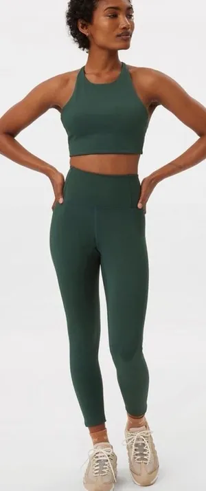 GIRLFRIEND COLLECTIVE High-Rise Compression 7/8 Leggings In Moss Green thumbnail 1