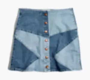 Y2K STYLE NWOT Madewell Pieced Jean Skirt‎ / 28 / SERGE WASH G5929 OLDSTOCK thumbnail 1