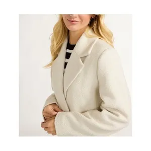 Free Assembly Womens Jacket XXL Cream Double Breasted Boxy Notch Lapel Coat thumbnail 2
