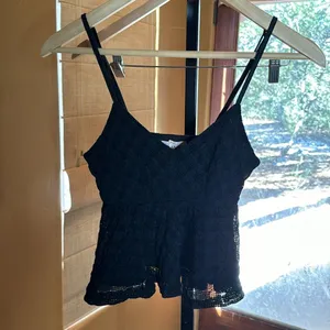 Nwt Naanaa Black Lace Peplum Strappy Cami Top Size Xs thumbnail 6