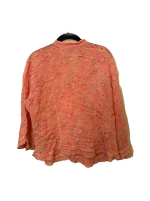 Y2K J Jill Coral Floral Embroidered Coral Button-Front Blouse thumbnail 3