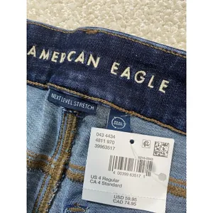 American Eagle Kick Boot Jeans Womens 4 Blue Medium Wash Mid Rise Stretch Denis thumbnail 6