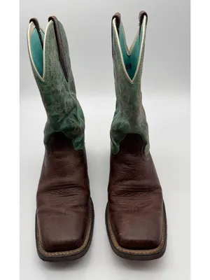 Ariat Cattle Drive Cowboy Boots Cowgirl Western Leather Brown/Teal Women's 8.5 B thumbnail 4