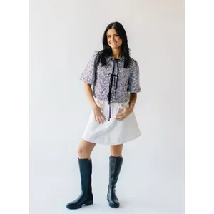 In The Beginning Womens Bria Tie Front Gingham Embroidered Blouse Black Size Lar thumbnail 3