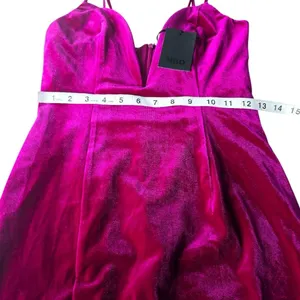 NBD‎ NWT Revolve - Shana Dress Magenta Velvet Low Cut Side Slit Women's Small thumbnail 10
