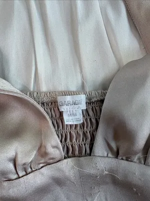 Garage Satin Halter Crop Top in Taupe thumbnail 2