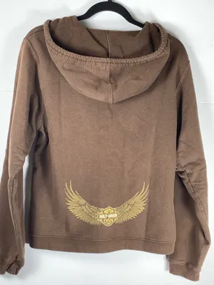 Harley Davidson Womens Hoodie Brown Full Zip Ocean State Warwick RI Cotton Blend thumbnail 4