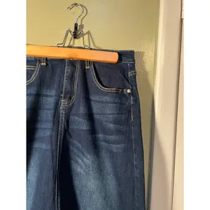 Womens Sz 8 Maxi Denim Skirt Dark Wash Slit Back Stretch Cotton Jeans High Waist thumbnail 4