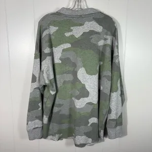 Aerie Green Camo Camouflage Oversized Fleece Quarter Zip Sweatshirt Lounge Med M thumbnail 5