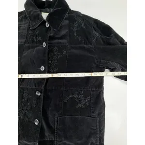 Susan Bristol Casuals Black Corduroy Patchwork Floral Embroidered Jacket S SB131 thumbnail 4
