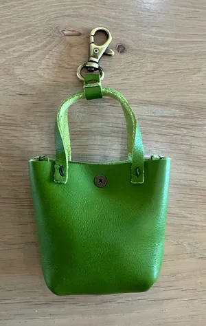 Portland Leather Teeny Tiny Tote Keychain bag charm green NWOT thumbnail 1
