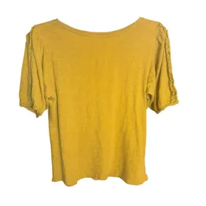 Anthropologie Maeve Mustard Golden Yellow‎ Short Sleeve Top Sz S thumbnail 2