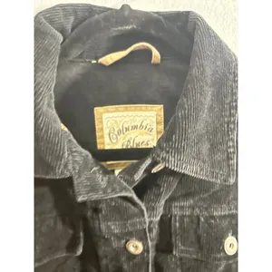 Columbia Blues Womens Black Corduroy Trucker Jacket Stretch Y2KSize M 0207AL thumbnail 2