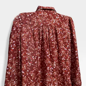 Ann Taylor‎ Floral Button Down Blouse Womens SP Red Excellent Long Sleeve Petite thumbnail 5