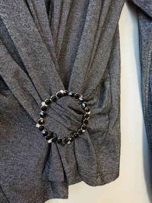 Vtg Cache Metallic Stretchy Top Jewel Plunging Neckline thumbnail 2