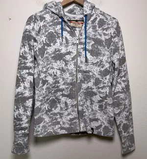 American Giant Women‎ 100% Cotton Hoodie Small Gray Marble Zip Up Sweatshirt USA thumbnail 1