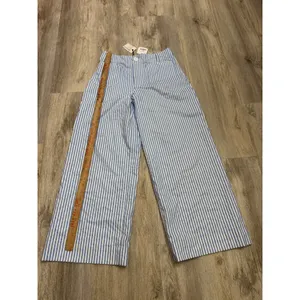Miou Muse Blue White Striped High Rise Wide Leg Pants New Size Medium thumbnail 7